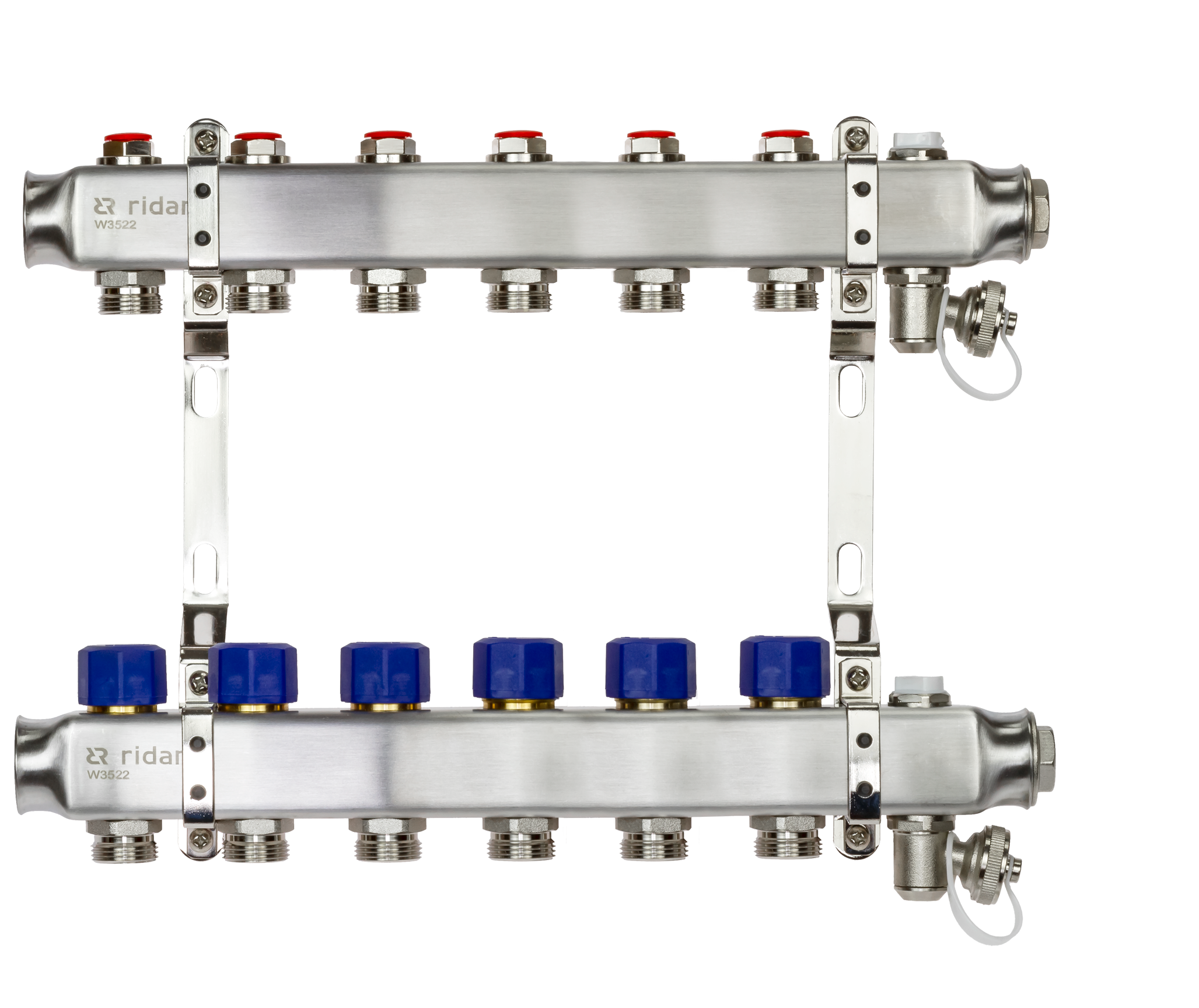 Ридан 088U0976R — Комплект коллекторов SSM-6R set с кронштейнами, ручным воздухоотводчиком, сливным краном и торцевой заглушкой, 6 контуров