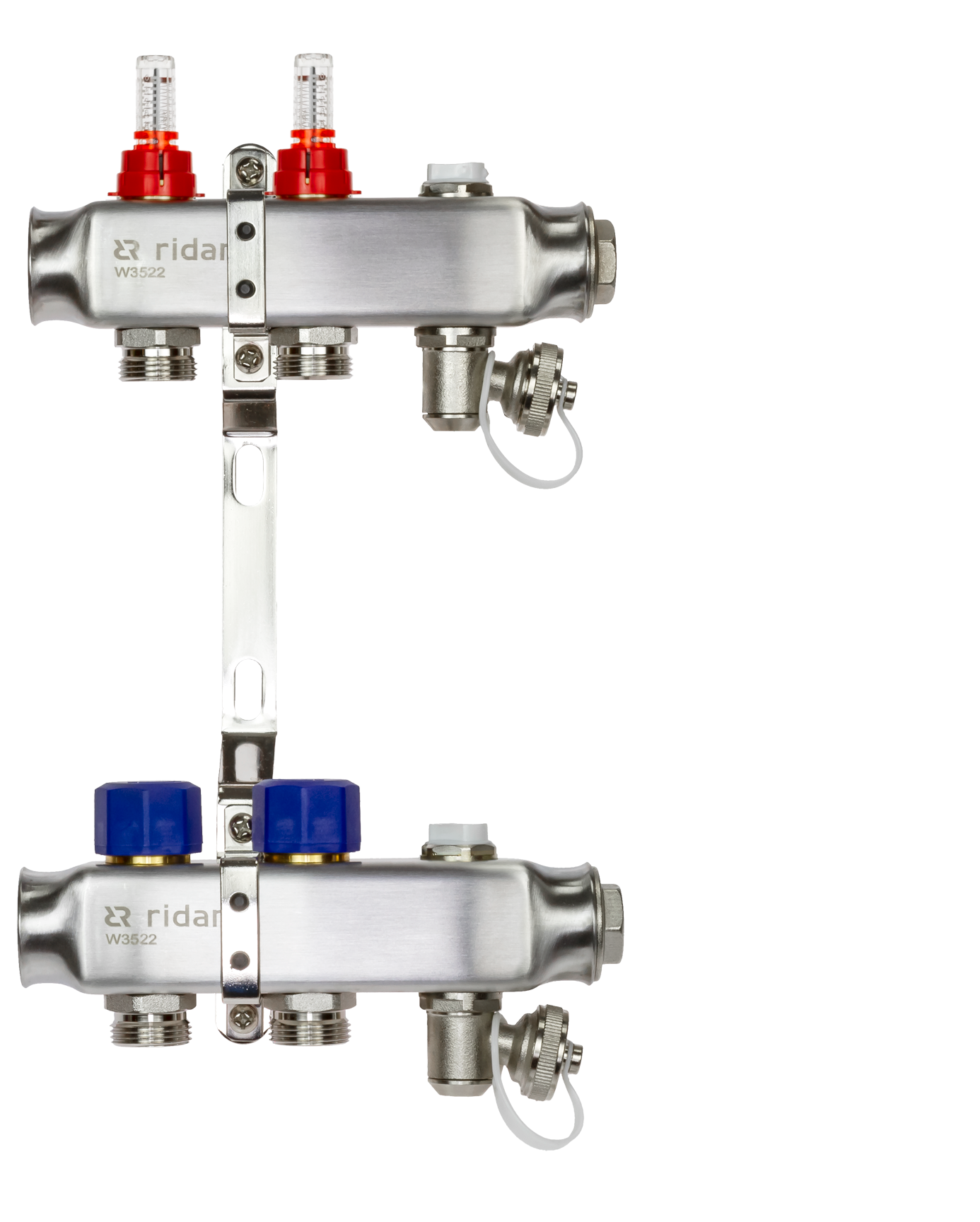 Ридан 088U0952R — Комплект коллекторов SSM-2RF set с расходомерами, кронштейнами, ручным воздухоотводчиком, сливным краном и торцевой заглушкой, 2 контура